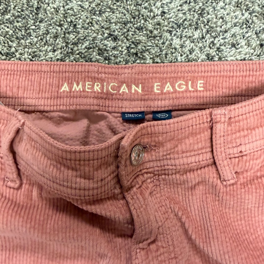 American Eagle Pink Corduroy Cargo Pants Super High Rise Baggy Wide Leg Size 10 - Picture 4 of 10